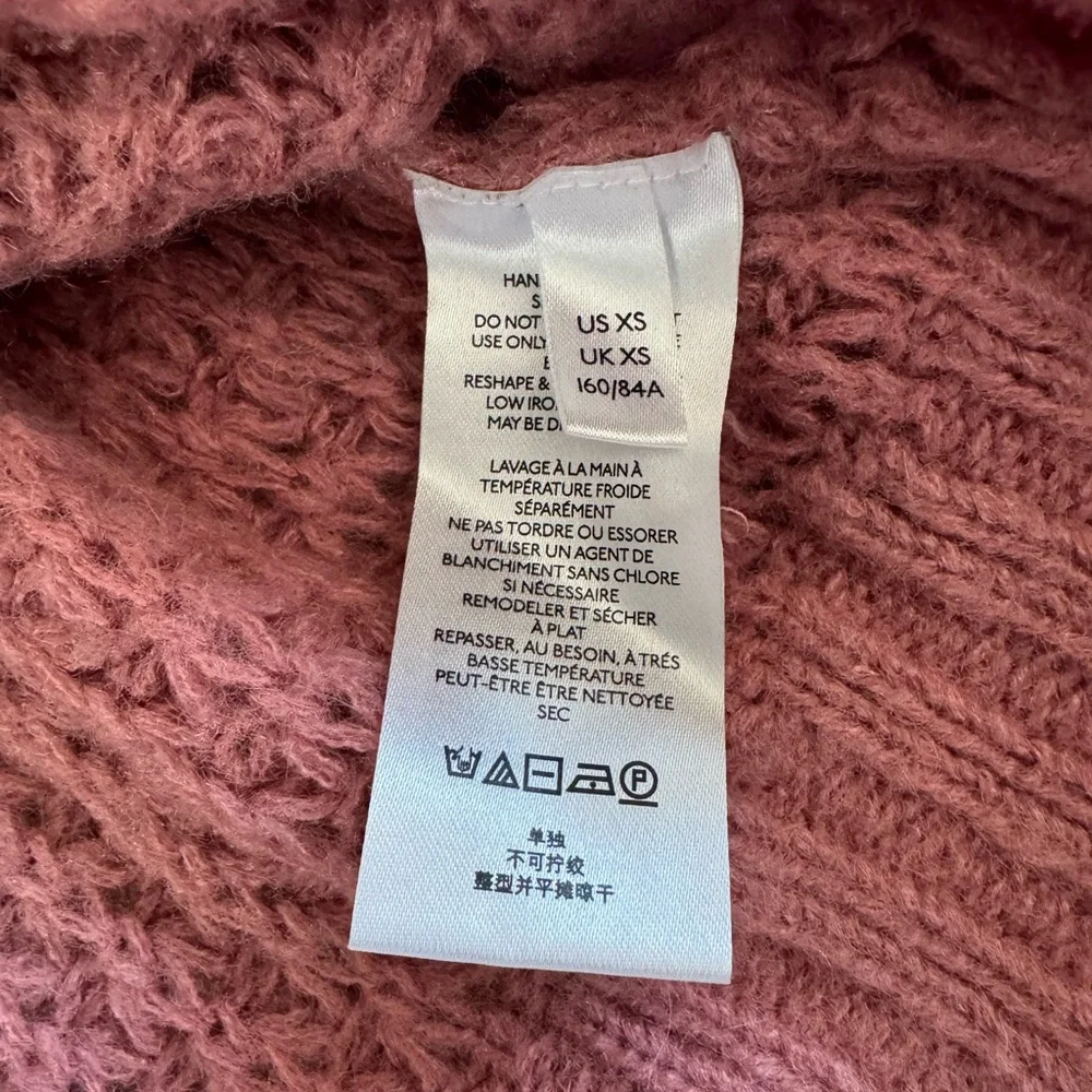 Maeve Anthropologie Waffle Knit Mock Neck Cropped Sweater Pink XS